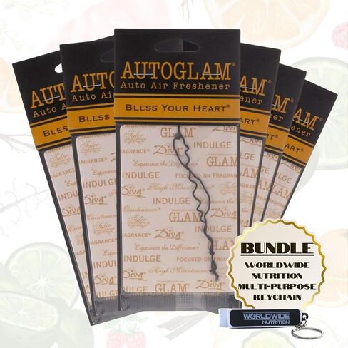 Worldwide Nutrition Bundle: Tyler Candle Company AutoGlam Car Air Fresheners - Diva Scent Car Fresheners - 3 Pack Tyler AutoGlam Car Air Freshener and Multi Purpose Key Chain in Saudi Arabia