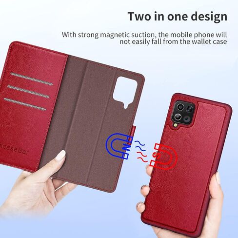 XcaseBar 2-in-1 Detachable for Samsung Galaxy A42 5G Wallet case with【RFID Blocking】 Credit Card Holder,Flip Folio Book PU Leather Protective Cover Women Men for Samsung A42 Phone case Red in Saudi Arabia