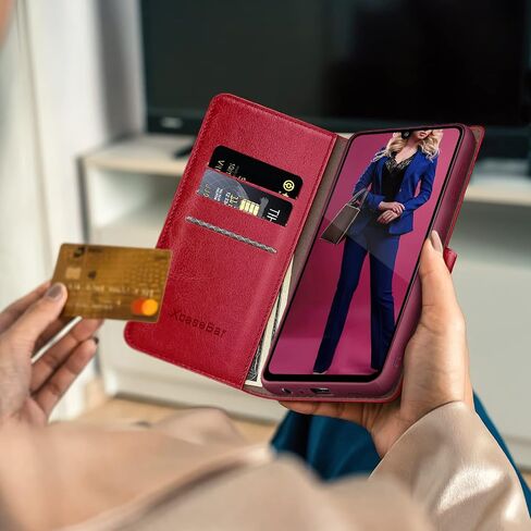 XcaseBar 2-in-1 Detachable for Samsung Galaxy A42 5G Wallet case with【RFID Blocking】 Credit Card Holder,Flip Folio Book PU Leather Protective Cover Women Men for Samsung A42 Phone case Red in Saudi Arabia