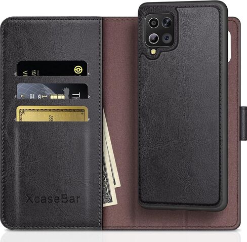 حافظة XcaseBar 2 في 1 قابلة للفصل لهاتف Samsung Galaxy A42 5G مع 【حجب RFID】 حامل بطاقة الائتمان، غطاء حماية من جلد البولي يوريثان قابل للطي للنساء والرجال لهاتف Samsung A42، أحمر in Kuwait