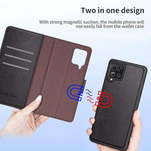 حافظة XcaseBar 2 في 1 قابلة للفصل لهاتف Samsung Galaxy A42 5G مع 【حجب RFID】 حامل بطاقة الائتمان، غطاء حماية من جلد البولي يوريثان قابل للطي للنساء والرجال لهاتف Samsung A42، أحمر in Kuwait