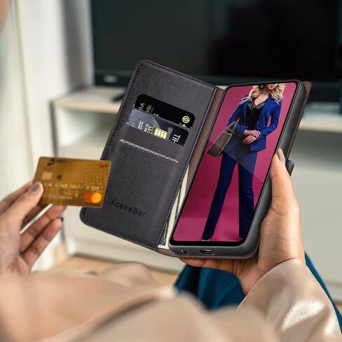حافظة XcaseBar 2 في 1 قابلة للفصل لهاتف Samsung Galaxy A42 5G مع 【حجب RFID】 حامل بطاقة الائتمان، غطاء حماية من جلد البولي يوريثان قابل للطي للنساء والرجال لهاتف Samsung A42، أحمر in Kuwait