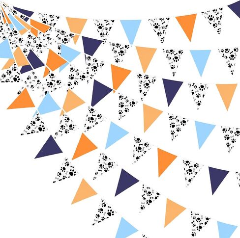 10M/32Ft Navy Blue Orange Pennant Banner Fabric Triangle Flag Cotton Bunting Garland for Outer Space Galaxy Birthday Anniversary Party Home Nursery Outdoor Garden Hanging Festivals Decoration (36Pcs) in Saudi Arabia