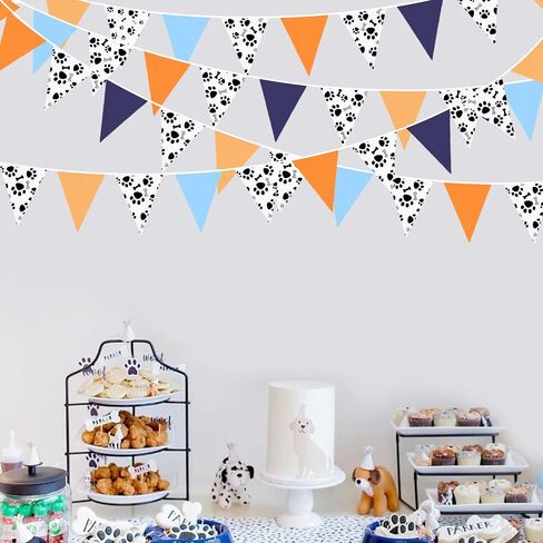10M/32Ft Navy Blue Orange Pennant Banner Fabric Triangle Flag Cotton Bunting Garland for Outer Space Galaxy Birthday Anniversary Party Home Nursery Outdoor Garden Hanging Festivals Decoration (36Pcs) in Saudi Arabia