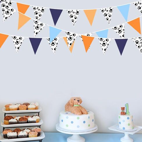 10M/32Ft Navy Blue Orange Pennant Banner Fabric Triangle Flag Cotton Bunting Garland for Outer Space Galaxy Birthday Anniversary Party Home Nursery Outdoor Garden Hanging Festivals Decoration (36Pcs) in Saudi Arabia