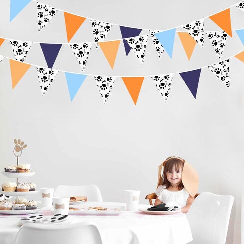 10M/32Ft Navy Blue Orange Pennant Banner Fabric Triangle Flag Cotton Bunting Garland for Outer Space Galaxy Birthday Anniversary Party Home Nursery Outdoor Garden Hanging Festivals Decoration (36Pcs) in Saudi Arabia