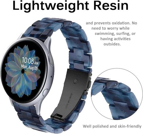 سوار Miimall من الراتنج متوافق مع ساعة Samsung Galaxy Watch 5 40mm 44mm، Watch 5 Pro 45mm، Galaxy Watch 42mm، Galaxy Acitve 40mm، Galaxy Active 2 40mm 44mm سوار بديل للنساء والرجال (أزرق داكن) in Saudi Arabia