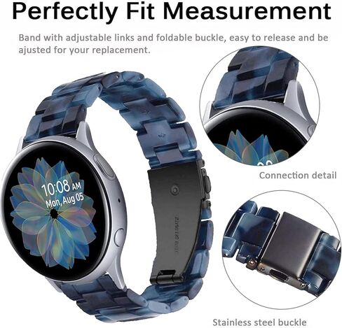 سوار Miimall من الراتنج متوافق مع ساعة Samsung Galaxy Watch 5 40mm 44mm، Watch 5 Pro 45mm، Galaxy Watch 42mm، Galaxy Acitve 40mm، Galaxy Active 2 40mm 44mm سوار بديل للنساء والرجال (أزرق داكن) in Saudi Arabia
