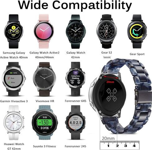 سوار Miimall من الراتنج متوافق مع ساعة Samsung Galaxy Watch 5 40mm 44mm، Watch 5 Pro 45mm، Galaxy Watch 42mm، Galaxy Acitve 40mm، Galaxy Active 2 40mm 44mm سوار بديل للنساء والرجال (أزرق داكن) in Saudi Arabia