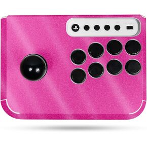 Glossy Glitter Gaming Skin Compatible with Hori Fighting Stick Mini (PS5, PS4, PC) - Solid Hot Pink - Premium 3M Vinyl Protective Wrap Decal Cover - Easy to Apply | Crafted in The USA by MightySkins