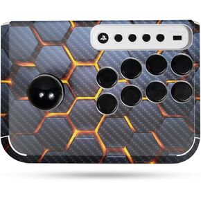 Carbon Fiber Gaming Skin Compatible with Hori Fighting Stick Mini (PS5, PS4, PC) - Lava Hex - Premium 3M Vinyl Protective Wrap Decal Cover - Easy to Apply | Crafted in The USA by MightySkins