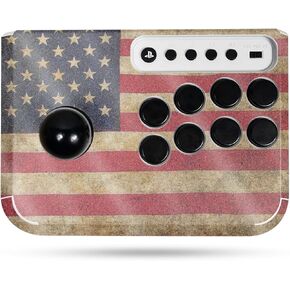 Glossy Glitter Gaming Skin Compatible with Hori Fighting Stick Mini (PS5, PS4, PC) - Vintage Flag - Premium 3M Vinyl Protective Wrap Decal Cover - Easy to Apply | Crafted in The USA by MightySkins
