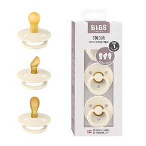 BIBS Pacifiers Try-It Collection | 3-Pack Soothers | BPA-Free Symmetrical Nipple | Made in Denmark | One Size 0-6 Months | Eloise