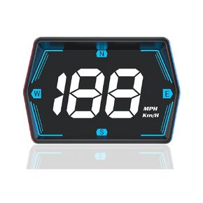 شاشة عرض عالمية لنظام تحديد المواقع العالمي للسيارة - عداد سرعة رقمي مع إضاءة خلفية LED، إنذار تحذير من السرعة الزائدة وبوصلة لجميع السيارات في ميل بالساعة/كم/ساعة