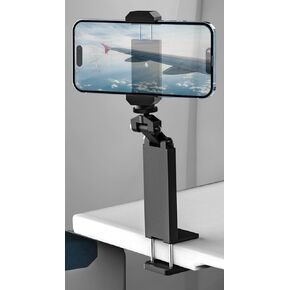 woleyi Airplane Phone Holder for Travel - [Metal Wider Base Clamp] Travel Essentials Airplane Cell Phone Mount for Desk, Flying Essential Accessory, for iPhone 15 14 13 12 Pro Max Plus All Smartphones