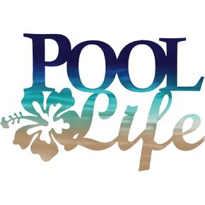 Tandefio Pool Life Metal Wall Art Decor Hibiscus Flower Coastal Metal Wall Art Tropical Outdoor Decor Swimming Pool Sign for Summer Beach Patio Living Room Bathroom Boat Decorations