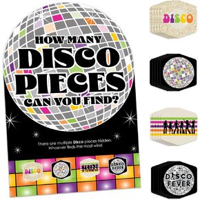 Big Dot of Happiness 70’s Disco - 1970s Disco Fever Party Scavenger Hunt - 1 Stand and 48 Game Pieces - Hide and Find Game