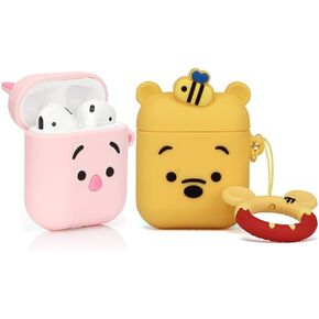 TEMTOOE Silicone Case Cute Cover Compatible for Apple Airpods 1,2[Cartoon Series](Winnie/Piglet)
