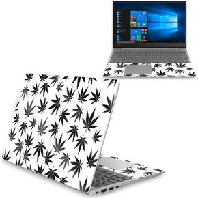 MightySkins Glossy Glitter Skin Compatible with Lenovo Ideapad 330S 15" (2018) - Pot Leaves Black | Protective, Durable High-Gloss Glitter Finish | Easy to Apply and Change Style | Made in The USA