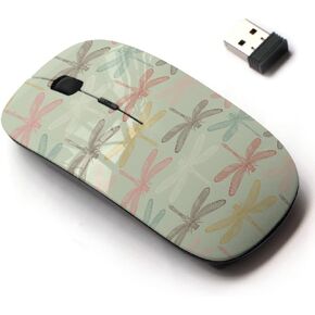2.4G Wireless Mouse with Cute Pattern Design for All Laptops and Desktops with Nano Receiver - Dragonflies