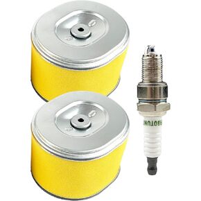 2 Pack of Air Filter Kits for Honda GX120 GX160 GX200 5hp 5.5hp 6.5hp Engine 17210-ZE1-822 with Spark Plug
