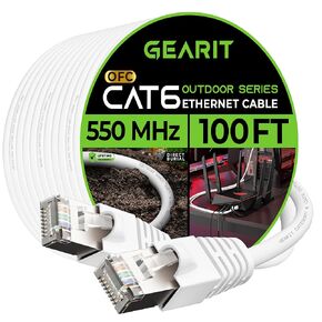 GearIT Cat6 Outdoor Ethernet Cable (100ft) 23AWG Pure Copper, FTP, LLDPE, Waterproof, Direct Burial, In-Ground, UV Resistant, POE, Network, LAN, Internet, Cat 6, Cat6 Cable - 100 Feet