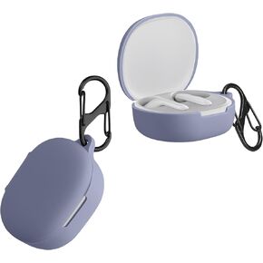 kwmobile Silicone Cover Compatible with Xiaomi Redmi Buds 4 Lite - Case Cover Stick-On Skin with Clip - Lavender