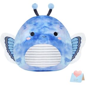 Houwsbaby 12" Light Up Butterfly Plush Pillow with LED Blue Butterfly Stuffed Animal Plush Toy Plushie Toy Squishy Pillow Birthday Christmas Valentine Gifts for Kids Boys Girls