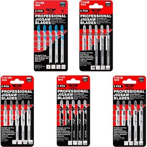 25 x TopsTools JSTTK5B T101B T101BR T111C T118A T144D Mixed Jigsaw Blades for Bosch, Dewalt, Makita, Milwaukee and many more