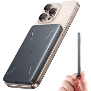TORRAS Magnetic Portable Charger, Ultra Slim 5,000mAh Wireless Power Bank Fast Charging Battery Pack with USB-C Cable for Travel, Magsafe-Compatible Power Bank for iPhone 16 Pro Max/16 Pro/15/14/13/12