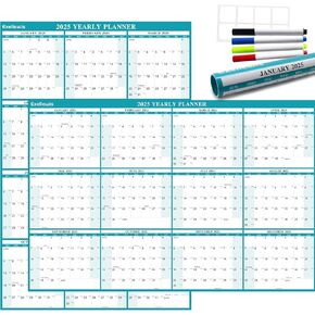 24" x 36" Exellewis 2024 Wall Calendar Erasable, Wet & Dry Erase Wall Large Laminated Annual Yearly Planner- 12 Month Horizontal/Vertical Calendar January to December for Easy Planning, Organizing (Green)