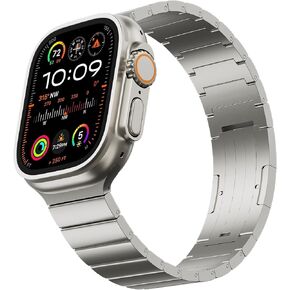 Pure Titanium Bands for Apple Watch Ultra 2/Ultra 49mm, Adjustable Titanium Replacement Watch Band with DLC Coating for iWatch SE2 SE Series 10 9 8 7 6 5 4 3 2 1 46mm 45mm 44mm 42mm for Men