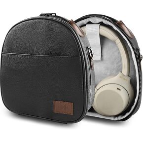 Geekria Headphones Pouch Compatible with JBL, Audio-Technica, M&D, B&O, Bose, Grado, Sony Case, Replacement Protective Travel Carrying Bag with Cable Storage (Black)