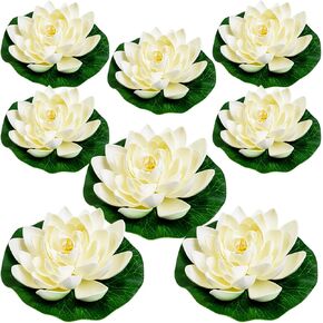 16Pcs Artificial Floating Pool Flowers, 7in & 4in Fake Water Lily Pads Flowers, Lotus Flower Floating Pool Decorations