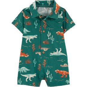 Carter's Baby Boys' One Piece Short Sleeve Romper (Green Tropical, 18 Months)