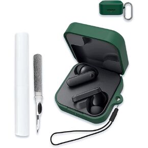 Case Cover for CMF by Nothing Buds,Full Protective Soft Silicone Skin Case Shock-Absorbing Protective Case with Keychain,Lanyard and Cleaning Pen [Front LED Visible]-Green