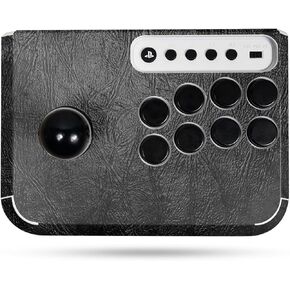 Gaming Skin Compatible with Hori Fighting Stick Mini (PS5, PS4, PC) - Black Leather - Premium 3M Vinyl Protective Wrap Decal Cover - Easy to Apply | Crafted in The USA by MightySkins