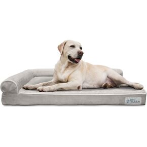 PetFusion BetterLounge Orthopedic Dog Bed | Solid CertiPUR-US Memory Foam, Waterproof liner | Medium / Large & XL | Removable Micro-Suede Cover Available Separately, 1 YR Warr,Grey