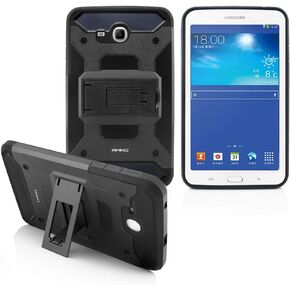 for Galaxy Tab E Lite 7.0" SM-T113 / Tab 3 Lite 7.0" SM-T110 (2016) iRhino® Case Shockproof Heavy Duty Armor Rugged Hybrid Kickstand Protective Cover Case (Black)