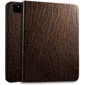 Gexmil Genuine Leather Case for iPad Pro 11 Inch M4 2024 with Adjustable Stand,Protective Shockproof Premium Leather Smart Folio Cover Auto Sleep/Wake Anti-Slip, Butterfly Grey