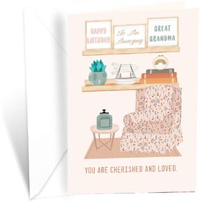 Prime Greetings Birthday Card Great Granddaughter, Made in America, Eco-Friendly, Thick Card Stock with Premium Envelope 5in x 7.75in, Packaged in Protective Mailer