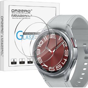 Orzero (3 Pack) Smartwatch Screen Protector Compatible for Samsung Galaxy Watch 6 Classic 43mm, Galaxy Watch 46mm (2018), Gear S3 Frontier Tempered Glass 2.5D Arc Edges HD Anti-Scratch Bubble-Free
