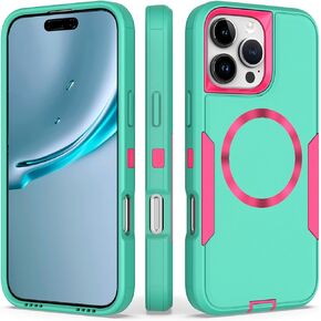 Designed for iPhone 16 Pro Max Case 6.9",Magnetic,Military Grade Dual Protection Drop,Tough Durable,Compatible with MagSafe,Dustproof,No Fading,No Yellowing,Non-Slip,for Men Women, Purple Rose
