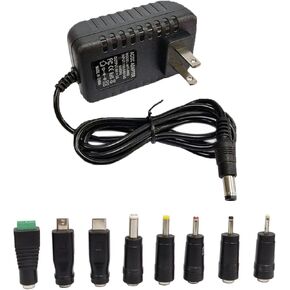 9V 2000mA 18W Power Supply Adapter 100-240V AC to DC 9Volt 2A Transformers Switching Power Supply with 8Tips 5.5x2.5mm 4.0x1.7mm 3.5x1.35mm 3.0x1.1mm 2.5x0.7mm Micro-USB Type-C