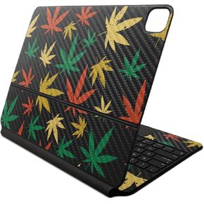 Carbon Fiber Skin Compatible with Apple Magic Keyboard for iPad Air 13-inch (M2) 2024 - Rastafari Kush - Premium 3M Vinyl Protective Decal Cover - Easy to Apply | Crafted in The USA by MightySkins