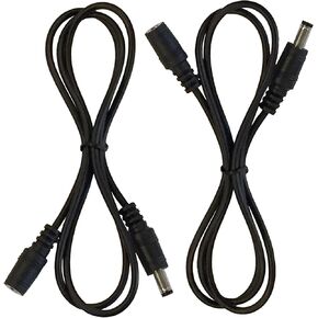 2 Pack of 36 Inch (3 Foot) 22AWG Male to Female 5.5mm X 2.1mm Barrel Plug DC Power Extension Cables