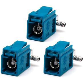 3Pcs Fakra SMB Z Female 90 Degrees Crimp Connector RF SMB Coax Adapter Fakra SMB Z Female Right Angled or Rg174 Rg316 Fakra Connector Vehicle Universal Aqua Blue(5021) ﻿