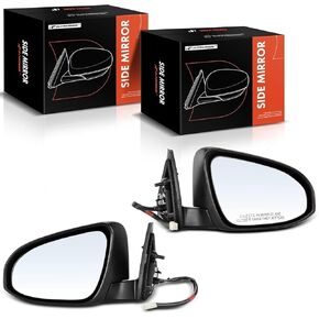 A-Premium Passenger Side Power Door Mirror - Compatible with Toyota Camry 2012 2013 2014 - Heated Manual Folding Black Outside Rear View Mirror - Replace# 879080641