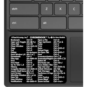 TEACHUCOMP Keyboard Shortcuts Sticker for Chrome OS for Chromebooks Training Aid Cheat Sheet- Black Vinyl, Laminated, No-Residue Adhesive (3"Wx2.5"H)