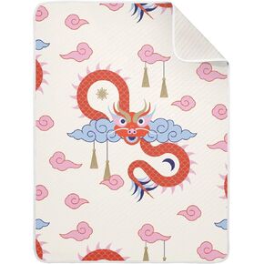 xigua Chinese Dragon Pattern Baby Blankets for Boys Girls, 30 x 40 Inch Super Soft Toddler Newborn Blanket, Double Layer Blanket for Crib Stroller Travel